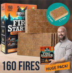 Fire Starter Cubes, 160 pcs - Value Pack - Firestarter Squares for Fireplace, Fire Pit, Wood Stove, BBQ, Charcoal, Pellets, Logs, Sticks Ignition - Natural, Odorless & Waterproof, Indoor & Outdoor