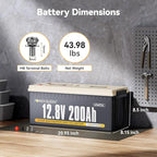 Power Queen 12V 200Ah LiFePO4 Battery 2560Wh, RV Lithium Battery up to 15000 Deep Cycles, Backup Power for Solar Off Grid, Home Energy Storage, Camper Van Trailer
