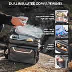 EVERFUN Small Cooler Bag 24 Can Insulated Lunch Box Double Deck Soft Leak-Proof Waterproof Collapsible Ice Chest for Men Women Work Travel Car Trip Picnic Beach