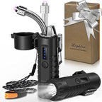 Lafagiet Electric Lighter, USB C Rechargeable, with LED Battery Display, Flashlight, 360° Flexible extendable Arc Lighters for Candle, Camping, Outdoor Adventure