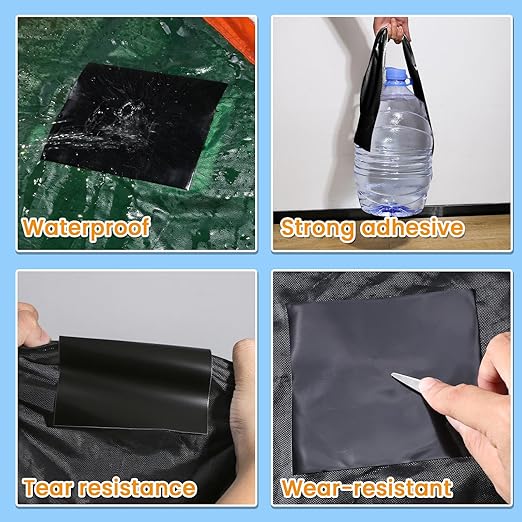 Waterproof Repair Tape for Fabric, Plastic, Awning, RV Underbelly, Tarp, Tent, Sail and Boat Cover Outdoor Repair Patch, Heavy Duty,5 Inch x 10FT Black