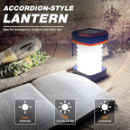 2-Pack Folding Solar Camping Lantern Flashlights, DIBMS Mini Collapsible USB Rechargeable Waterproof Hanging Light for Camping Hurricanes Emergency Power Outages Indoor Outdoor