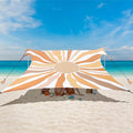 Beach Tent, UPF 50+ Beach Canopy Sun Shade, Portable 10×10 FT Large Pop-Up Beach Tent Sun Shelter with Sand Anchors, Ground Pegs, Easy Setup for Beach, Camping, Park, and Backyard Fun - Sunflower