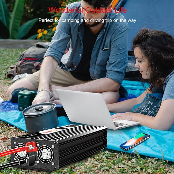 Xijia 2500W Pure Sine Wave Inverter，48V to 120V AC Converter for Home，Solar Systems，Remote and Bluetooth Control for Truck，Camping，with 2 US AC Socket，Surge Power 5000W