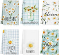 Zubebe 6 Pcs Daisy Kitchen Towels 18 x 28 Inch Spring Daisy Dish Towels Decorative Absorbent Dishcloths for Farmhouse Kitchen Bathroom Decorations, Seasonal Decor Gifts