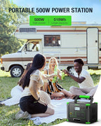 500W Portable Power Station 512Wh, Solar Generator with 60W USB-C PD Output, Built-in BMS 110V Pure Sine Wave AC Outlet Backup Lithium Battery for Outdoors Camping Travel Emergency (Peak 1000W)