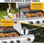 34,000 BTU 3-Burner Propane Gas Grill with Side Burner, All Stainless Steel BBQ Grill, Cast Iron Grates & Portable Cart with Wheels，Outdoor Barbecue Grill for Backyard, Patio, Camping (G31 PRO)