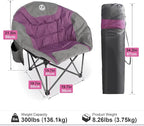 Northroad Folding Compact Camping Moon Chair, Outdoor Padded Saucer Round Chair w/Cup Holder Supports up to 300 lbs for Beach Hiking Fishing Picnic Lawn,Purple&Grey