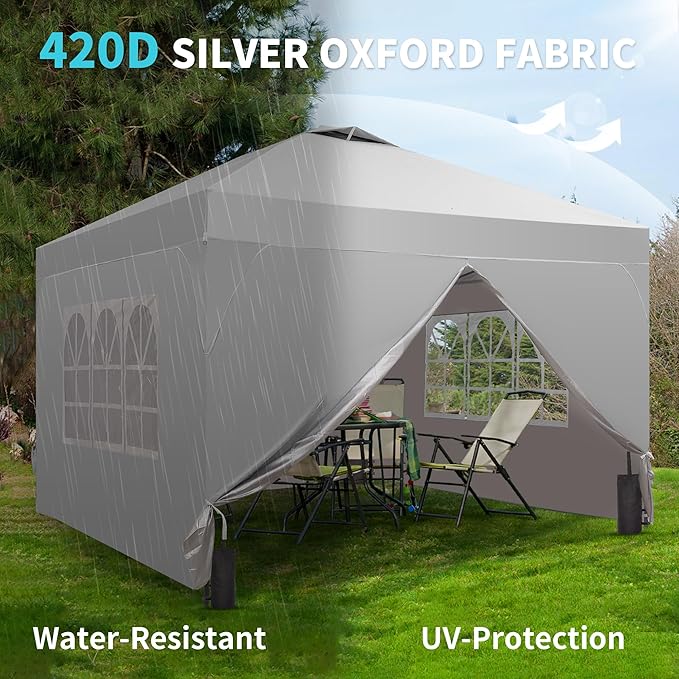 GDY 8x8FT Pop Up Canopy Tent with One Push Setup, Easy to Install with 4-Sidewalls for Events, Parties, Camping, Outdoor Gazebo with 4-Sandbags, White.