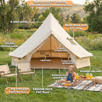 DANCHEL OUTDOOR 4 Season Canvas Yurt Tent with Large Wood Stove, Heavy Duty Bell Tent with Stove Jack 4-8 Person Winter Camping Glamping, 13ft/16.4ft/20ft