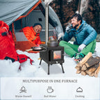 Wood Burning Stove,Tent Stove for Heating,Folding Portable Wood Stove for Tent,Cooking,Courtyard,Camping Stove include Chimney Pipes and Spark Arrestor, Black-LOGO
