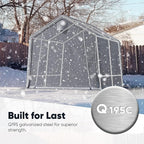Quictent 8x8FT Outdoor Storage Shed Shelter with Roll-Up Mesh Windows, Heavy Duty Portable Garage for Motorcycle, Bike, Lawn Mower Waterproof Storage Tent with Reinforced Frame,Sliver Gray