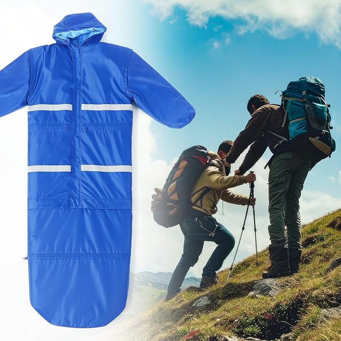Macarrie Wearable Sleeping Bag with Dual Hoodie,Longsleeves,Pockets and Adjustable Drawstring，Ideal for Camping, Cold Weather Hiking, Blanket,Shelter