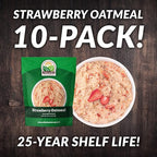 Valley Food Storage Freeze Dried Strawberry Oatmeal | 10-Bag Bucket, 100 Servings | Premium Emergency Food Supply with 25 Year Shelf Life | Non-GMO Freeze Dried Breakfast & Prepper Food