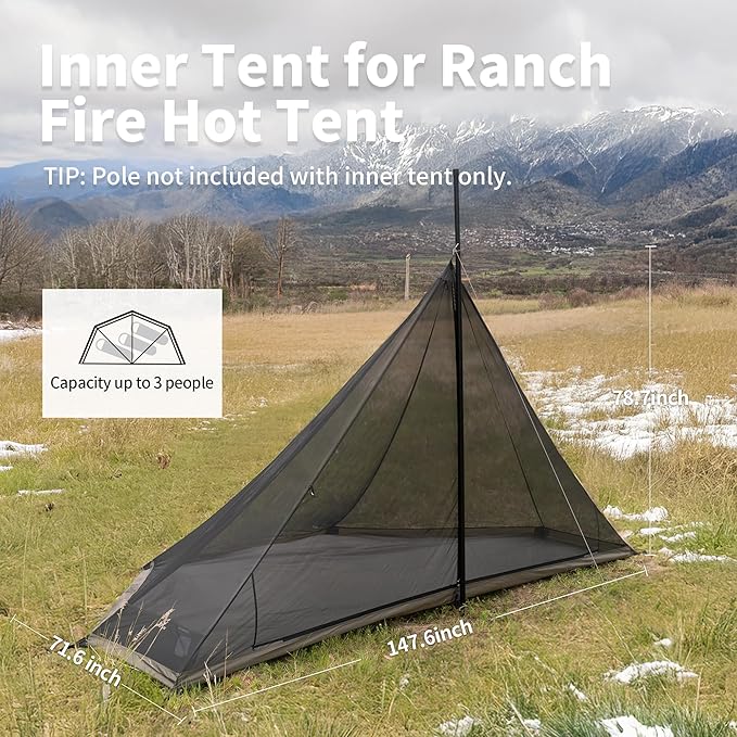Naturehike Ranch Fire Teepee Tent, Cold Weather Winter Hot Tent with Stove Jack, 4-6 Person Waterproof Windproof 4 Season Tents for Camping
