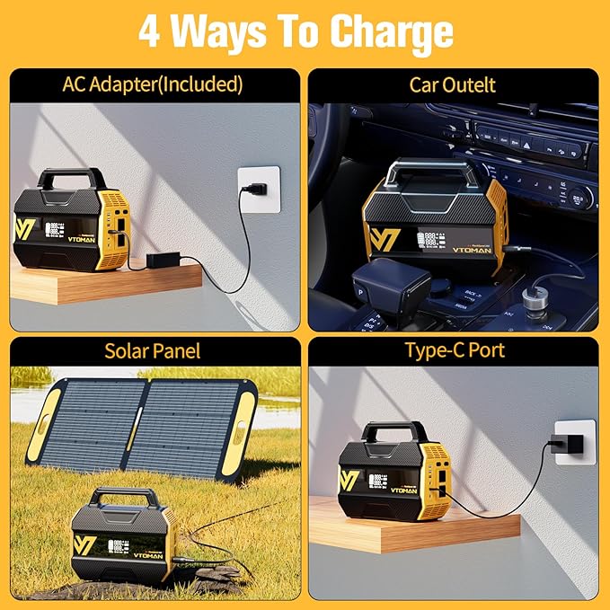 VTOMAN FlashSpeed 300 Portable Power Station with 110W Solar Panel, 230Wh LiFePO4 Battery Generator for Home Blackout, Emergency, Camping (2 Separate Packages)