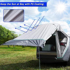SUV Tailgate Tent with Poles &Three Sides Awning Shade & Transmittance Mosquito Net, Hatchback Camping Sunproof Car Tenting, Universal SUV Windproof Camping Gear Tent Outdoor Travel