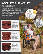 KingCamp Oversized Camping Folding Chair, Heavy Duty 450 LBS with Lumbar Support, Padded seat with Cup Holder&Cooler Bag, Ideal for Camp, Fishing, Sports Event, Backyard, Patio, Lawn