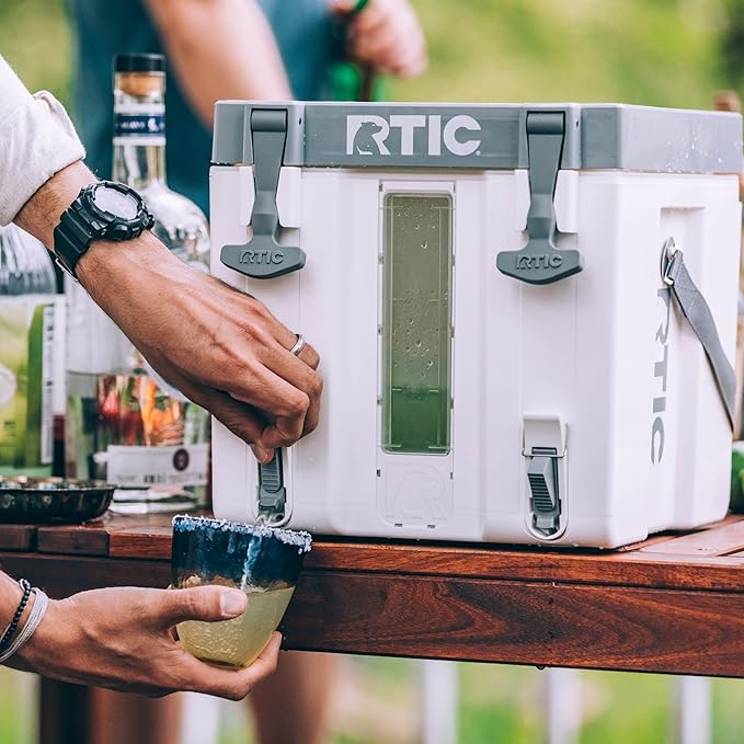 RTIC Halftime Water Cooler 3 Gallon Portable Carrier Container, Drink Beverage Dispenser, Stackable with 2 Taps, Bottleless, BPA-Free, for Sports, Camping, BBQ, Parties, Picnic, and More, White