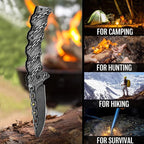 NedFoss Chain Pocket Knife Gifts for Men, Valentines Day Gifts for Him, 3.5 inch Flipper Opening Folding Knives, Cool Knife with 3D Pattern, Camping Hunting Knife Christmas Birthday Gifts For Men Husband Women (Black)