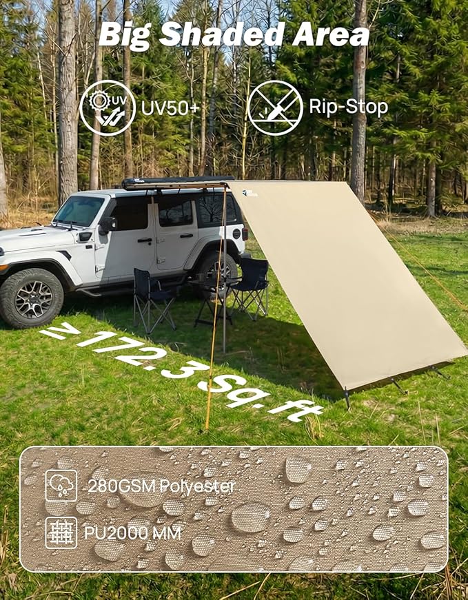 JOYTUTUS Awning Wall Universal Multi-Side for 8.2FT x 8.5FT, Waterproof Ripstop UV-Resistant Extension for Privacy & Sun Shade