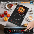 Double Induction Cooktop 2300W, Portable Induction Stove Hot Plate with 9-Level Independent Touch Control, Safety Lock, 2H Timer for Easy & Safe Cooking in Apartments, RVs, Camping and Outdoor