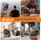 Camping Fan, 20000mAh Rechargeable Battery Powered Outdoor Tent Fan with Light and Hook, 6 Speed, Personal USB Desk Fan for Camping, Fishing, Hurricane, Power Outage Essentials