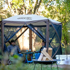 CLAM Pop Up Screen Tent, Outdoor Camping Gazebo Canopy, Venture, 9' x 9', Brown