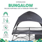 Baby Delight Go with Me Bungalow Deluxe Portable Cot | Toddler Travel Bed | Indoor and Outdoor | Sun Canopy | Grey