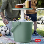 Keter Go Bar 4.2 Gallon Portable Beer and Wine Cooler with Handle and Pop Up Outdoor Table Perfect for Your Patio, Picnic, and Beach Accessories, Graphite