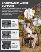 KingCamp Oversized Camping Folding Chair, Heavy Duty 450 LBS with Lumbar Support, Padded seat with Cup Holder&Cooler Bag, Ideal for Camp, Fishing, Sports Event, Backyard, Patio, Lawn
