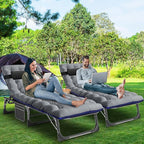 LILYPELLE Folding Outside Chaise Lounge Chair with Mattress, 5 Position Adjustable Patio Folding Lounge Chair Reclining Chairs Perfect for Outside, Sunbathing, Camping, Pool, Beach, Patio, Sand Gray