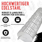 Rolling Grill Basket, New Opening Design, Extra Sturdy Cylinder Grilling Basket, Food Grade Stainless Steel, Large Portable Outdoor Camping accessories BBQ Net Rack, Cooking Griller for Fish, Vegetables, and More - Gifts for Men Dad Husband - Set of 2