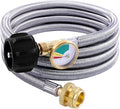 6 FT Propane Hose Adapter with Gauge, Propane Tank Adapters Hose for 1lb Portable Appliances, Propane Tank Adapters for Weber Q Grills Coleman Stoves Blackstone Griddles