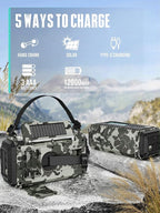 Hand Crank Solar Emergency Radio with 2X Faster Crank,Clear Signal& 12000mAh Battery Operated,Auto NOAA Weather Alert/SW/AM/FM Portable Radio with 6-Way Power,Flashlight, Phone Charger,SOS Alarm