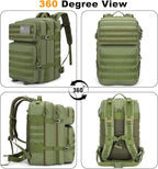 Tactical Backpack 45L Army Military Rucksack, Water Resistant MOLLE Pack, Large 3 Day Bug Out Bag for Men & Women, Durable Outdoor Gear for Hiking, Camping, Hunting, Travel(ArmyGreen)