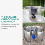 Navaris Foldable Camping Cooking Windshield 16pcs - Portable Camp Stove Windscreen Enhances Efficiency - Durable Aluminum Grill Wind Shield Blocker for Picnics BBQ & Backpacking