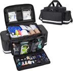 Trunab First Aid Bag Empty Medical Duffel First Responder Trauma Storage with Inner Dividers and No-scratch Bottom, Ideal for EMT, EMS, Paramedics, Bag Only, Black