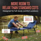 Outdoor Lounge Chair | Extra Large Portable cot incl Leg Raising adjustability | Easy Setup & Takedown | Supports Adults up to 300 lb | Ideal for Camping Patio, Balcony, Beach & More