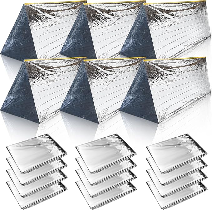 Woanger 4/10/20 Pcs Emergency Tent for Homeless Survival Tents Bulk 2 Person Tube Camping Tents 8 ft x 3 ft Shelter Survival Tent Portable Shelter for Hiking Backpacking Camping Outdoor