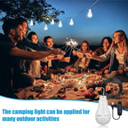 12 Pcs USB Light String LED Portable Light Bulb Rechargeable USB Strip Camping Lantern with Splitter Cable for Camping Porch Backyard Garage Warehouse Truck Fishing Boat
