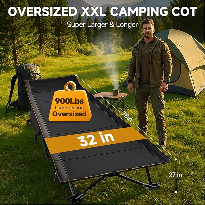 ABORON Heavy-Duty Folding Guest Bed for Adults, 500lb Capacity, Portable Extra Cot with 1209D Double Layer, Ideal for Indoor Guest Stays & Temporary Home Use