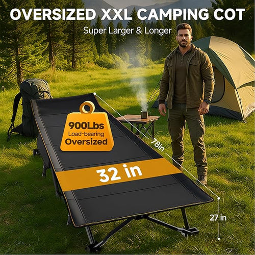ABORON Heavy-Duty Folding Guest Bed for Adults, 500lb Capacity, Portable Extra Cot with 1207D Double Layer, Ideal for Indoor Guest Stays & Temporary Home Use