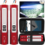 Banral Rechargeable Flashlights High Lumens - Super Bright Small Pocket Magnetic Flashlight, 8 Modes LED Tactical Flash Light, Dual Button Powerful Flashlight for Camping (2, Red)