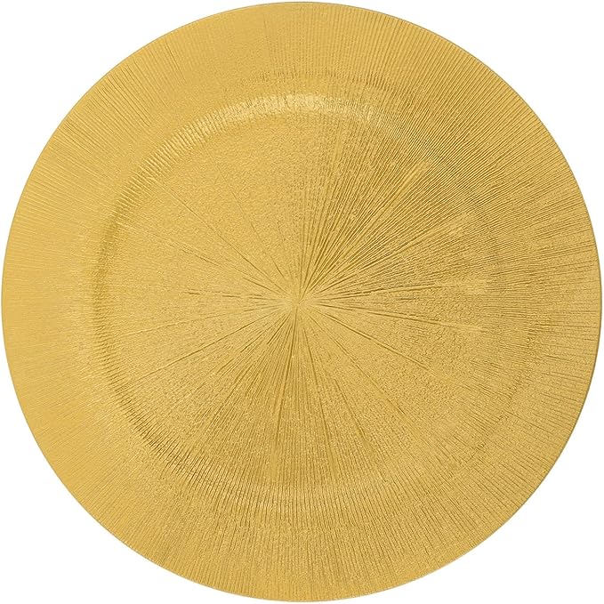 100 PCS Charger Plates Bulk, 13 Inch Decorative Round Dinner Plates, Plastic Dinner Chargers Bulk Serving Plate for Birthday Parties, Holidays, Weddings (Gold)