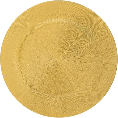 100 PCS Charger Plates Bulk, 13 Inch Decorative Round Dinner Plates, Plastic Dinner Chargers Bulk Serving Plate for Birthday Parties, Holidays, Weddings (Gold)