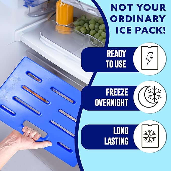 Kona Mega Ice Packs Cooler XXL Size - Long Lasting Reusable Freezer Packs - Alternative to Dry Ice Packs for Cooler Ice Packs - Perfect for Delivery, Catering, Camping, and Travel