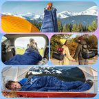 Sportneer 0 Degree Sleeping Bag, Crystal Velvet Fabric Lining XXL Winter Cold Weather Sleeping Bag, Big and Tall Zero Degree Camping, Detachable Hood Compression Sack
