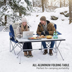 KingCamp Large Folding Camping Table Aluminum Roll Up Table Oversized Camp Table Stable Portable Outdoor Folding Table for Picnic Camping BBQ Backyard Party, 57.4''×31.4'' 6-8 Person,Support 176lbs
