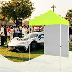 5x5 Pop Up Canopy Tent with One Sidewall, Instant Portable Beach Canopy, Outdoor Tent with Carry Bag for Camping, Sports, Tailgating, Events, Neon Green